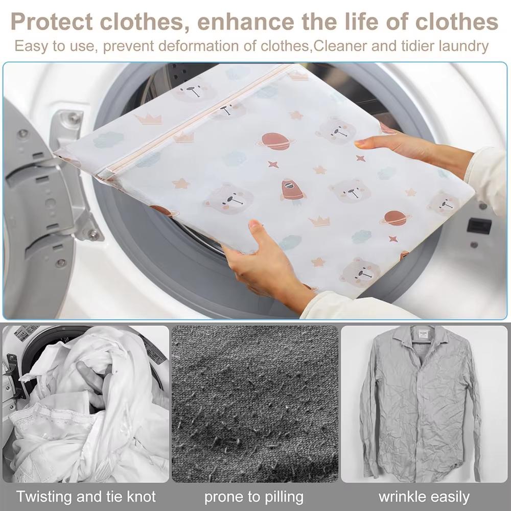 5Pcs Wardrobe Washing Machine Storage Bag Exquisite Cartoon Printing Home Classified Washing Bags For Home Washing Machines
