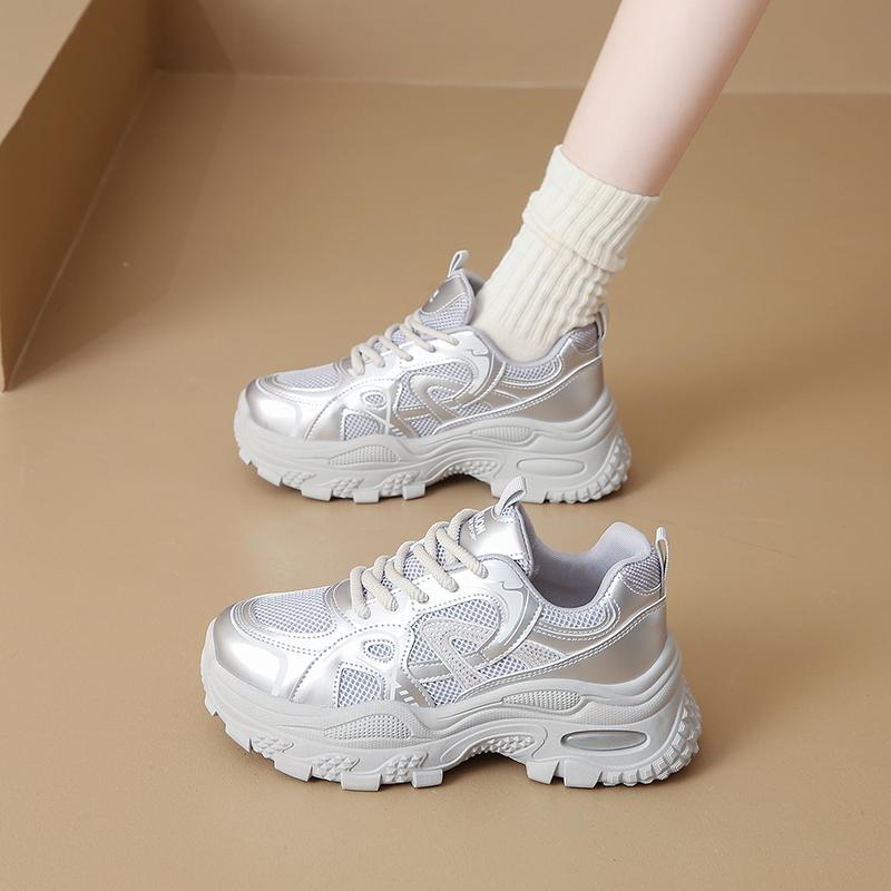 CRLAYDK Damen Chunky Sneaker Mode Plateau Mesh Casual Dad Schuhe Damen Keilabsatz Sport Walking Trainer Schnürschuhe Tennis