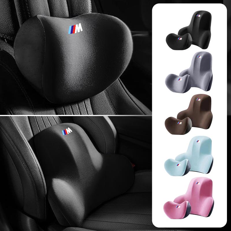 BAGI7 2026 Car Sticker Car Styling Seat Neck Pillow Waist Pad Headrest Lumbar Backrest For BMW X1 X2 X3 X4 X5 X6 X7 G20 G30 6GT E46 E9