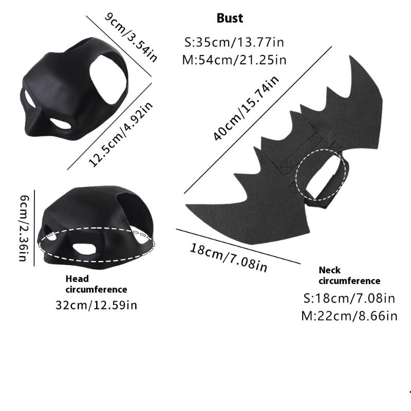 Pet Bat Wings Felt Mask Halloween Costume Small Dog Cat Wings Apparel Funny Halloween Party Cosplay Pet Supplies Accessories M