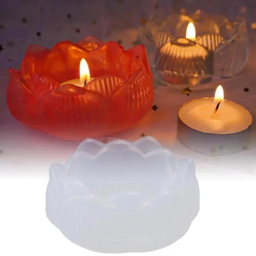 Lotus Shaped Candle Mold Silicone Mold For Candle Making 3D DIY Candlestick Soap Storage Box Mold Gypsum Craft Molds Ornament