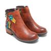 Johnature Genuine Leather Retro Shoes Women Short Boots Round Toe Patchwork Handmade Ankle Boots