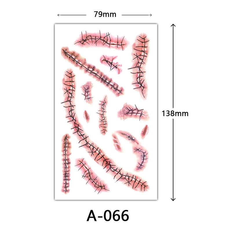 Halloween Tattoo Sticker, Skull Reaper Sickle, Black Bat Tombstone Pumpkin Tattoo