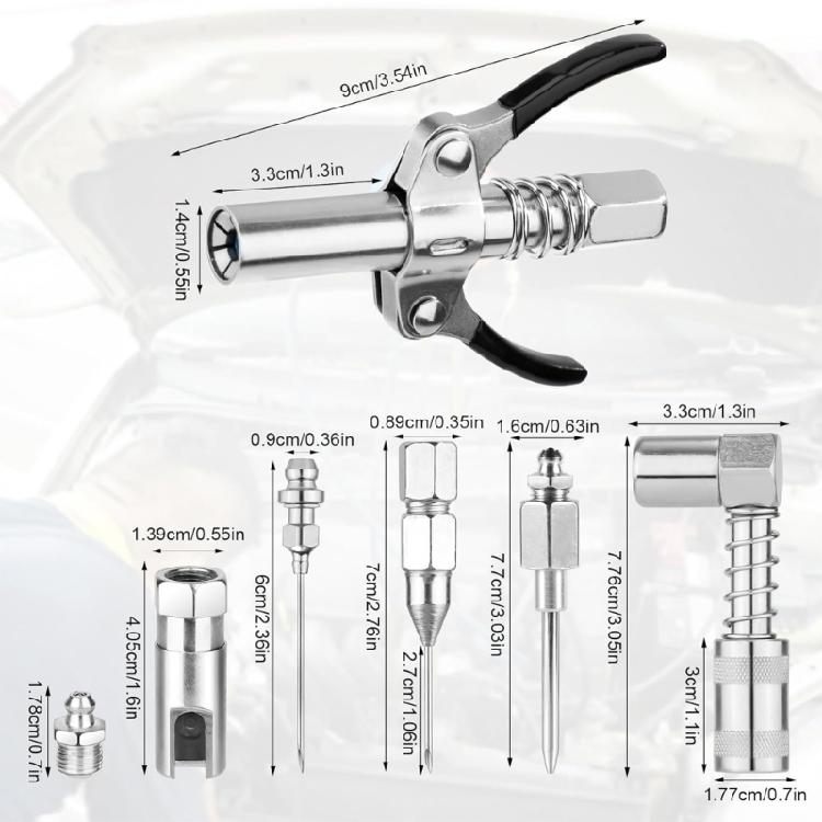 Industrial Grease Needle Nozzle Couplers Set for Hard Reach Areas Efficient Lubrication Mechanical Fittings Repair Shops