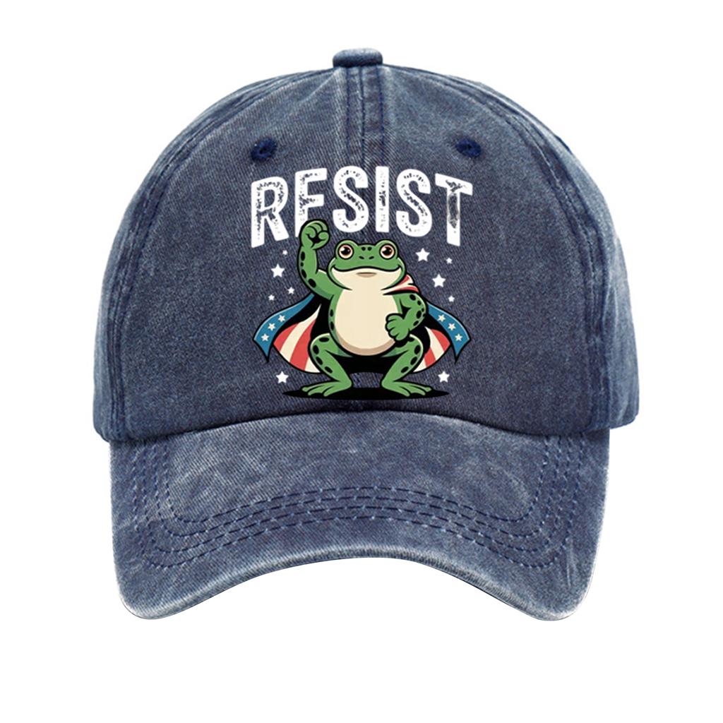 Men's Washed Cotton Baseball Cap With Printed Distressed Soft Top Denim Hat, Vintage Hat