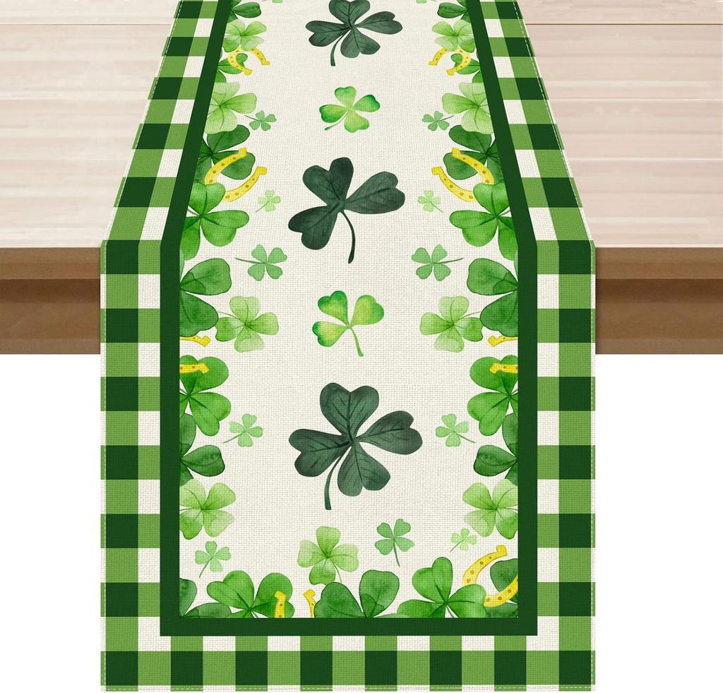 Green Plaid Four-Leaf Clovers Shamrocks Horseshoes St. Patrick's Day Placemats Set of 4 Table Mats