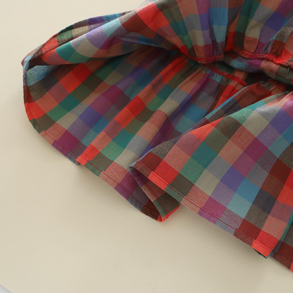 Korean-Style Girls' Summer Plaid Strappy Dress - Colorful and Stylish