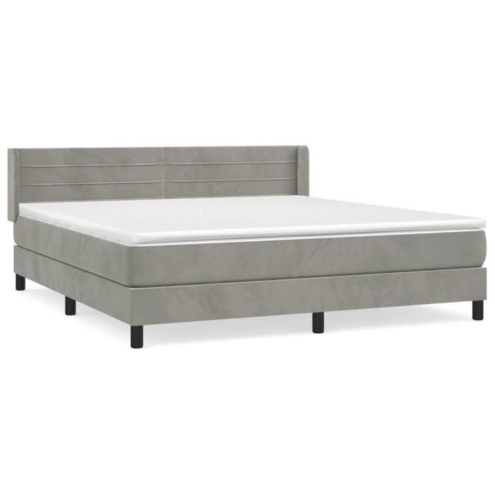 3131027 vidaXL Lit à sommier tapissier et matelas Gris clair 160x200cm Velours