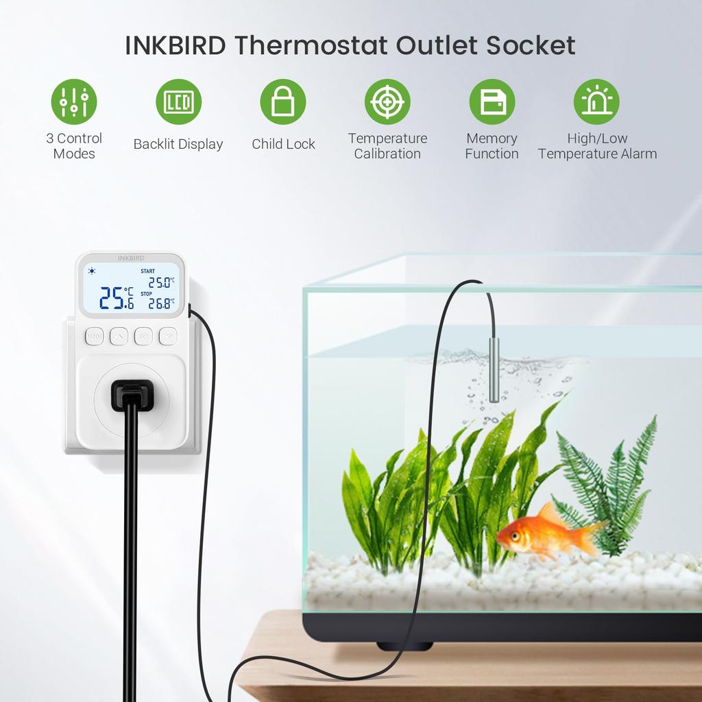 INKBIRD Thermostat Temperature Controller with Programmable Digital Temperature Temperature Temperature Alarm Suitable for and Reptiles