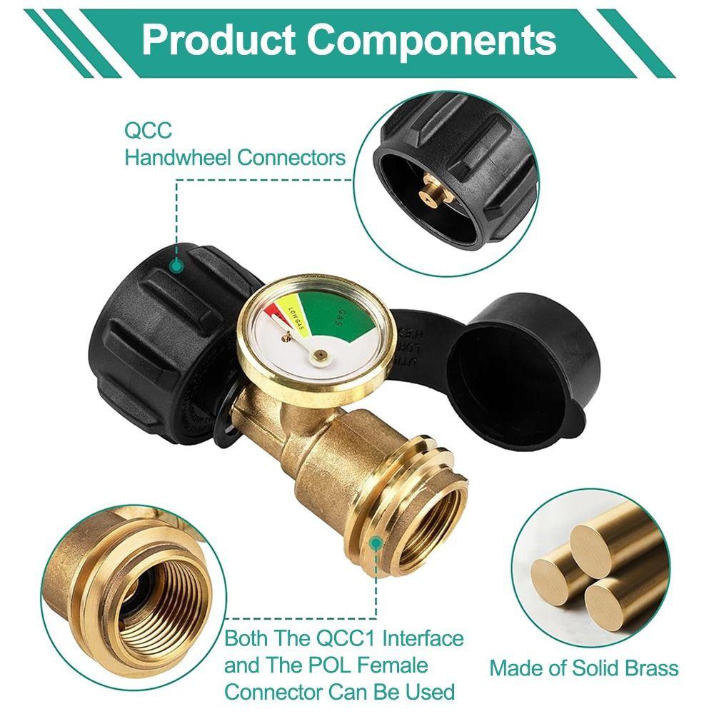 QCC1/Type Propane Tank Connector Leak-proof Propane Tank Gauge  for Heaters Converts