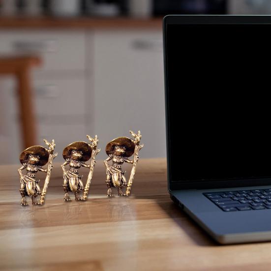 1/2/3ks Mosazná žába Čarodějnice Figurka Vintage Mosazná žába Ozdoba Fantasy Čarodějnice Dekorace Rozmarné Domácí Akcenty