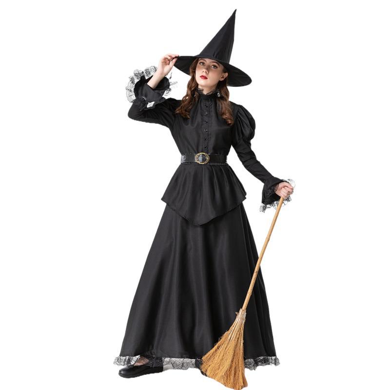 

Хэллоуин Ведьма Косплей Костюм: Шляпа волшебника, мантия, маскарадная ролевая игра S