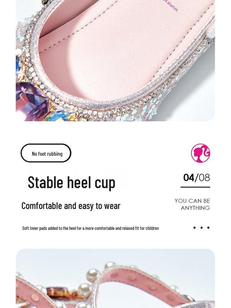 Sparkly Sequin Princess Shoes: 2025 Spring/Autumn Soft Leather Shoes for Girls – Comfortable & Versatile Performance Footwear