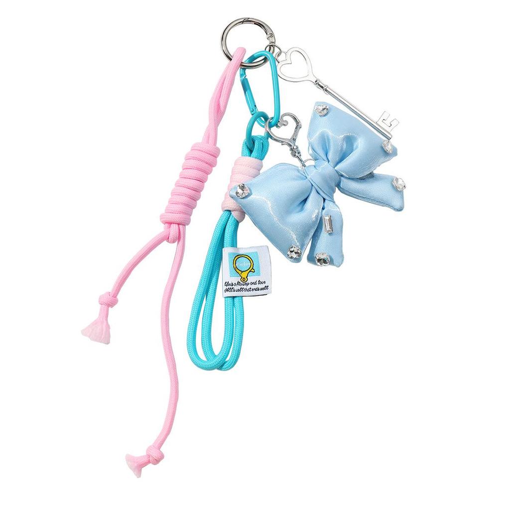 Sweet & Stylish Leather Heart Beaded Rhinestone Bow DIY Keychain Charm