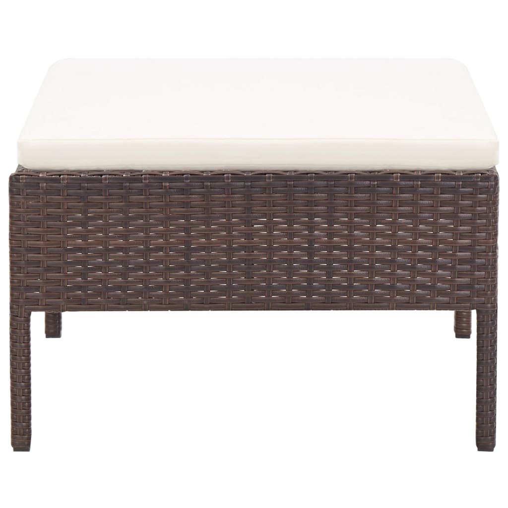 3 Piece Garden Lounge Set with Cushions Poly Rattan Brown