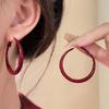 Ankela Orecchini a cerchio grandi e rotondi rossi per donna, semplici e alla moda, con cerchio geometrico iperbole, orecchini a cerchio Huggie, gioielli Brincos Bijoux, regalo