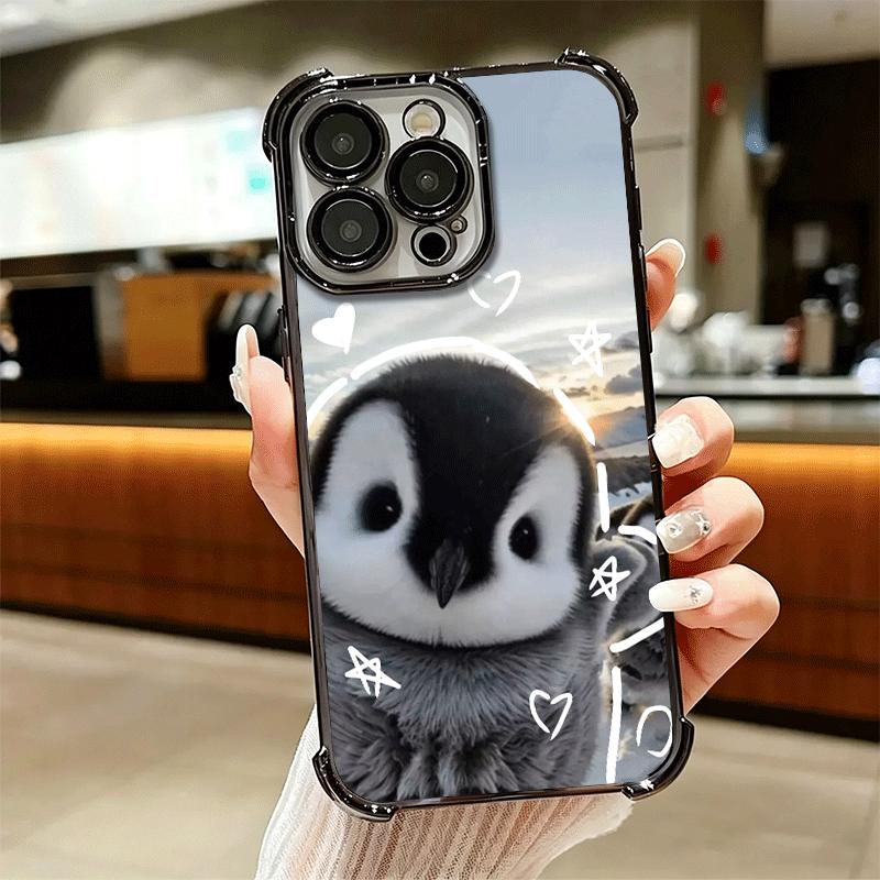 Penguins Love At The North Pole Soft Phone Case For iPhone 15 16 17 Air 14 Pro Max 16E Plus 13 12 Mini Plating Anti-Fall Fundas