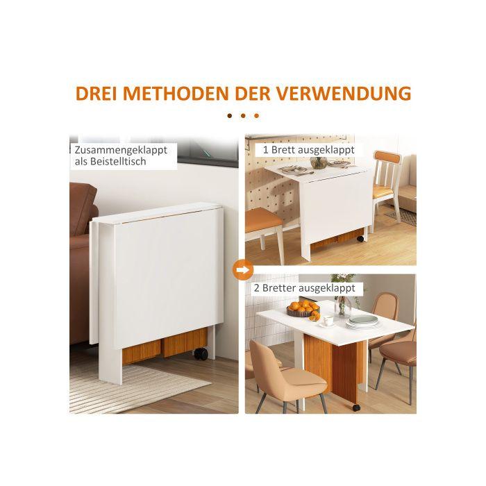Table De Salle À Manger - MUVOE - Mobile - Blanc - Pliable - Roulettes