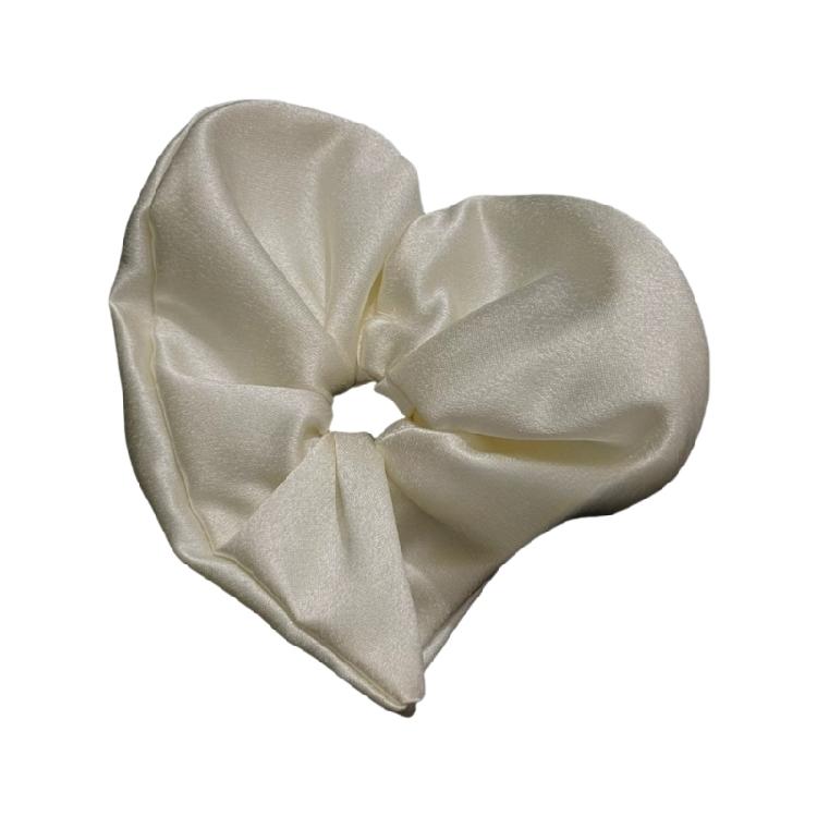 

High Elasticity Satined Heart Hair Band Oversized Scrunchy Hairband For Comfortable Hairstyles All Matching Hairtie білий