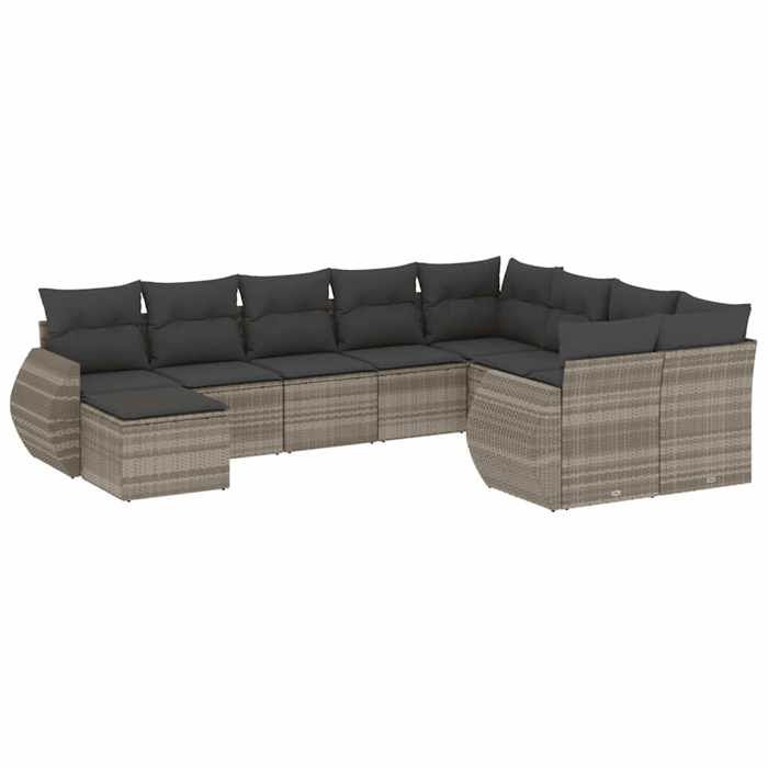 VidaXL Garden Lounge Set with Cushions 10 Pcs, Sofas with Backrest, Furniture Set, Patio Terrace Furniture, Grey 3221861