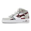 Nike Air Force 1 '07 Air Force 1 Slip Resistant Abrasion Resistant Mid top Skateboard Shoes Men's Gray Red White CW2289-111(Team131-)