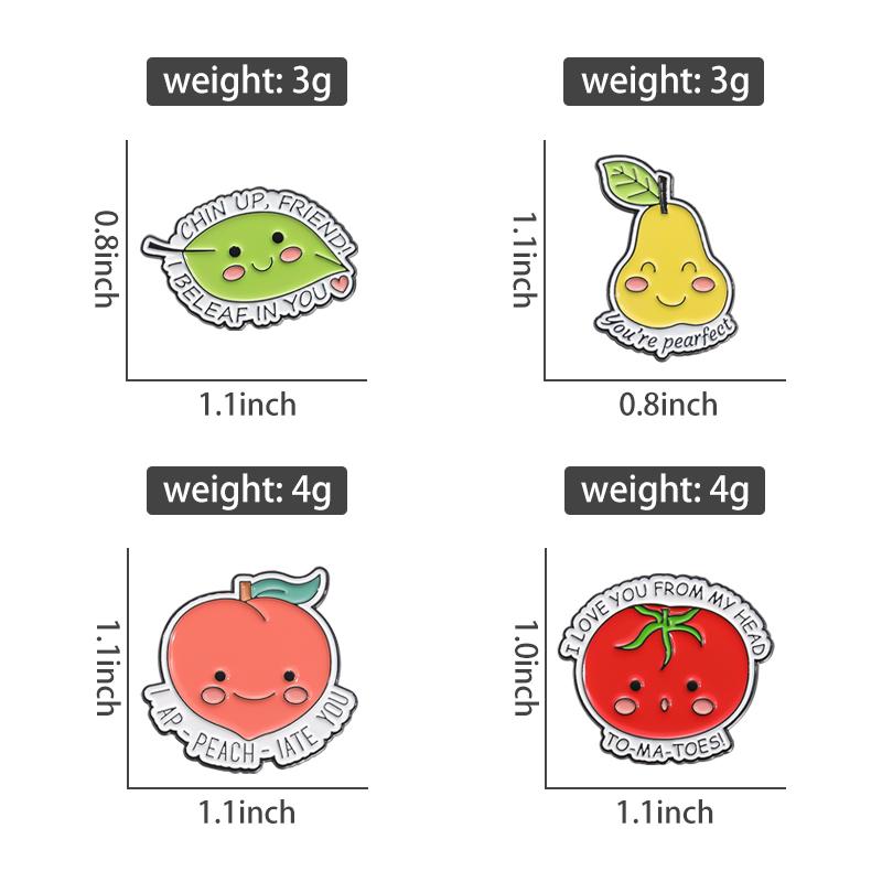 You're Pearfect Enamel Pin I Love You From My Head Cute Fruits Peaches Pears Tomatoes Brooch Lapel Badge Creative Wholesale Gift