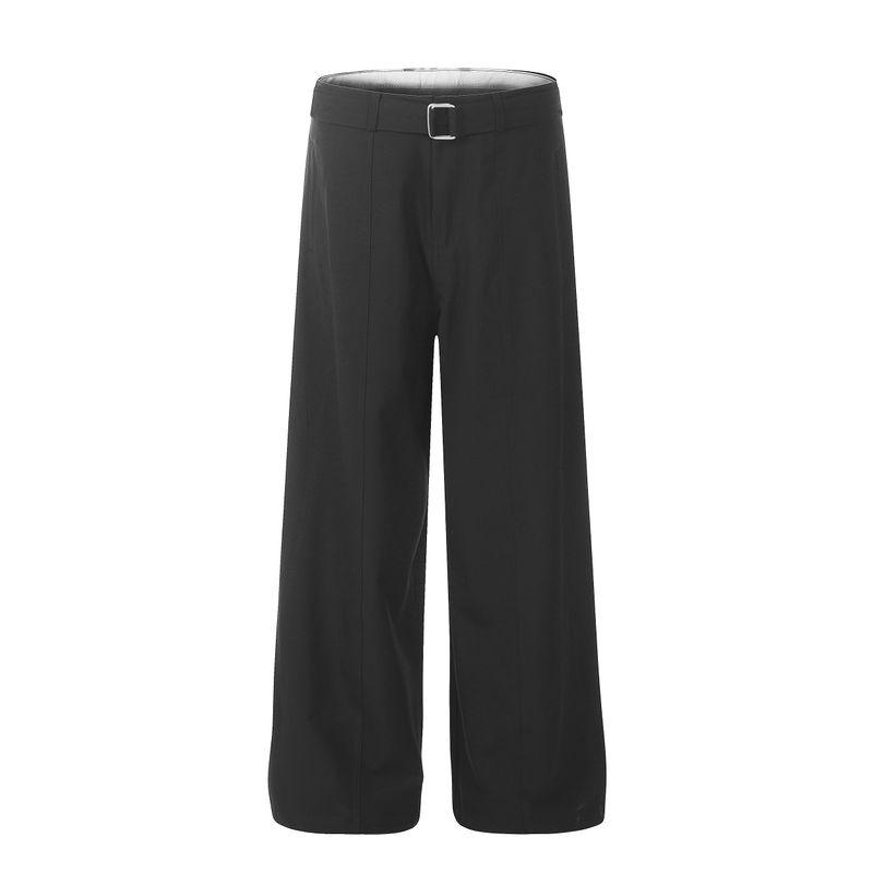 Kisko High-End American-Style Wide-Leg Drapey Belt Black Dress Pants Unisex Retro Floor-Length Versatile Casual Pants