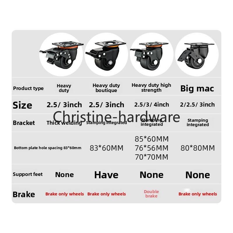 2.5"/3" Heavy Duty Leveling Caster 60F/80F - Low Center Gravity Swivel Castor Wheel with Support Leg for Machinery