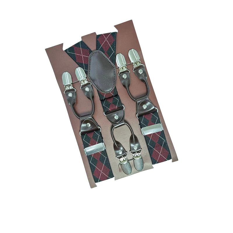 6 Clips Men'S Suspender Belt, Strap Thickened Elastic Belt, High-Quality Hardware Accessories