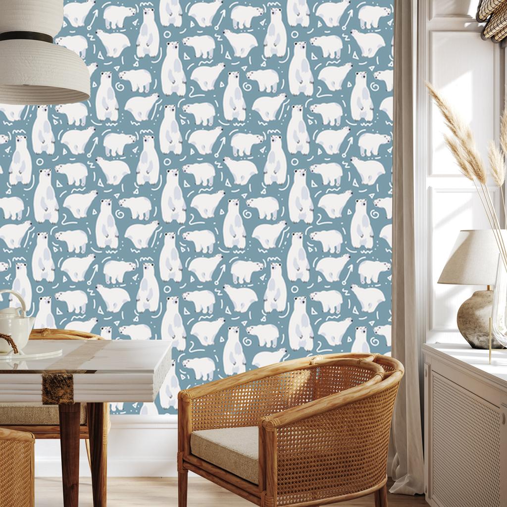 Funny Polar Bears Wallpaper for Living Room and Bedroom 50x1000