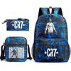 Set Zaino Scolastico Cristiano Ronaldo per Bambini Ragazzi Ragazze 15L Tessuto Oxford Borsa a Doppia Tracolla con Spallacci Imbottiti Traspiranti