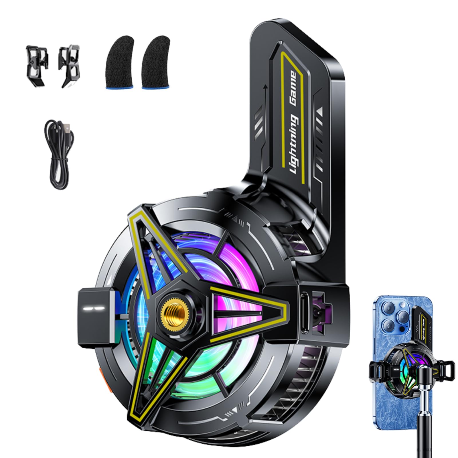 

Smartphone Cooling Semiconductor Smartphone 3 Mode LED Temperature Rapid Compatible with both Magnetic Includes Screw Holes for Super Large Cooling чорний