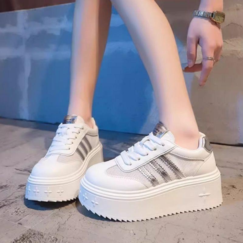 Little white shoes women's single network 2025 autumn new thick-soled versatile small man shows height 5CM casual shoes popular muffin shoes