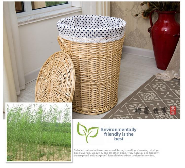 Large Size Wicker Clothes Storage Basket Covered Design for Restaurant Use Dirty Clothes Organizer Retro Style Family Storage...