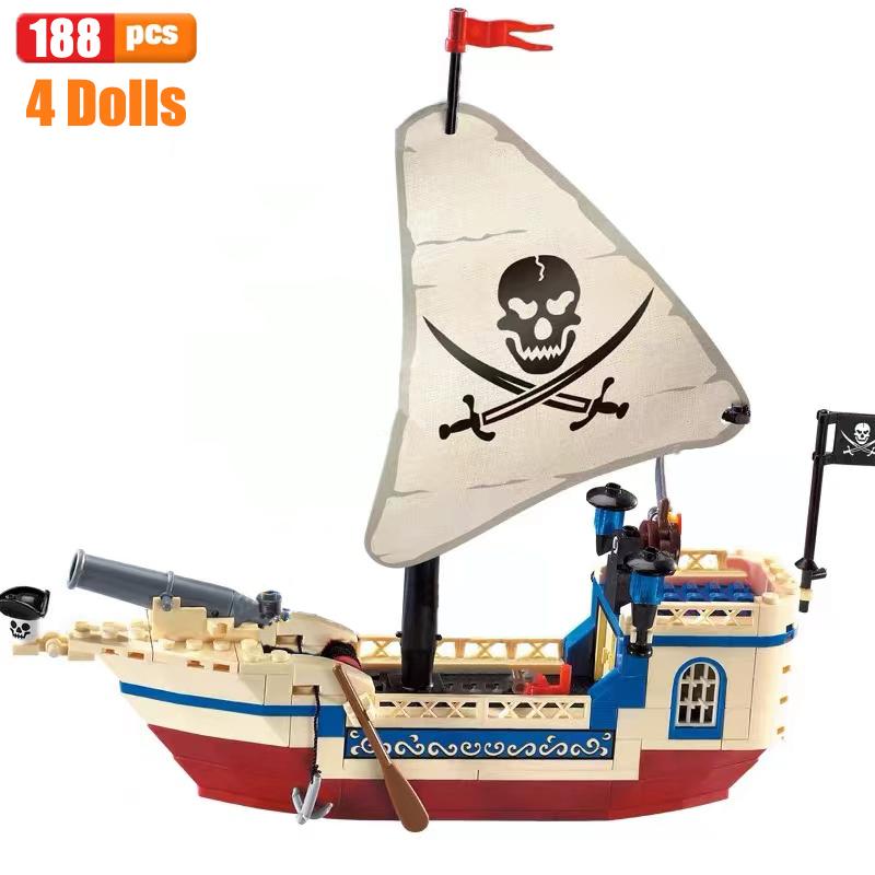

Ideas Enlighten Big Black Pearl Pirate Ship Building Block Military Pirates Royal Guards Battle Castle Boat Model Bricks Toy