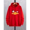 Felpe con cappuccio stampate con anatra dei cartoni animati per uomo, felpa con cappuccio grafica con tasca a marsupio, pullover con cappuccio con coulisse alla moda e comodo