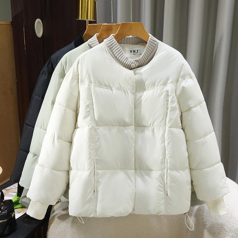 Fake Two-piece Knitted Splicing Down Cotton-padded Jacket for Women's 2025 Autumn and Winter New Women's Clothing Thickened Warm Cotton-padded Jacket