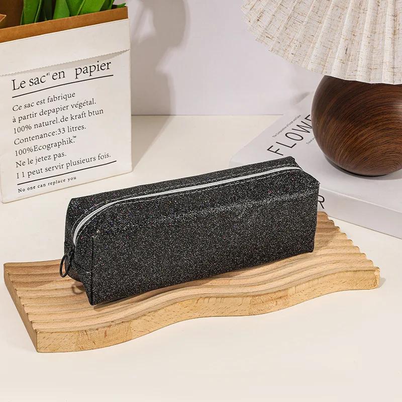 Glitter Pencil Case Pencil Pouch Solid Color Large Capacity Sequins Pencilcase School Supplies Pencil Case Girls