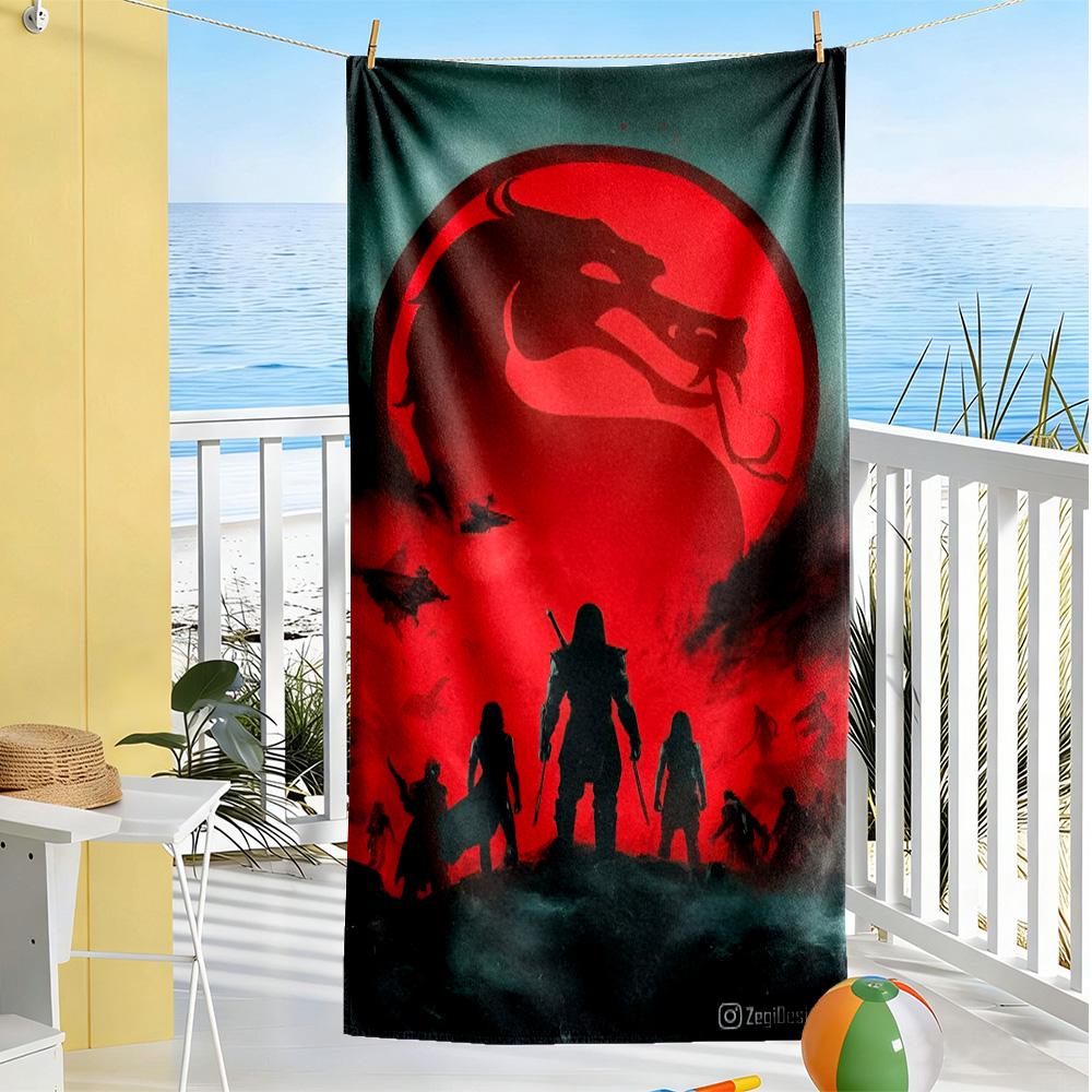 Mortal Kombat Scorpion vs Sub?Zero beach towel Foldable changing privacy cover Vibrant Pattern Best for Christmas