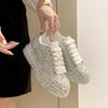 McQueen board shoes full of diamonds little white shoes women show thin rhinestones fried street leisure sports dad shoes women
