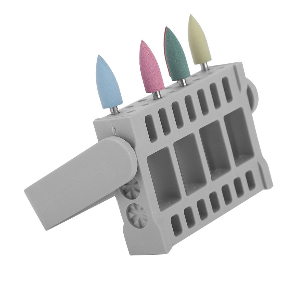 

16 Holes Manicure Drill Bits Holder Container Display Case Nail Grinding Head Storage Box 1# серый