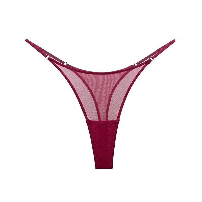 Plate-size Ladies' Summer Romantic and Sexy Mesh Thin Belt High-slit Mid-waist T-shaped Underwear