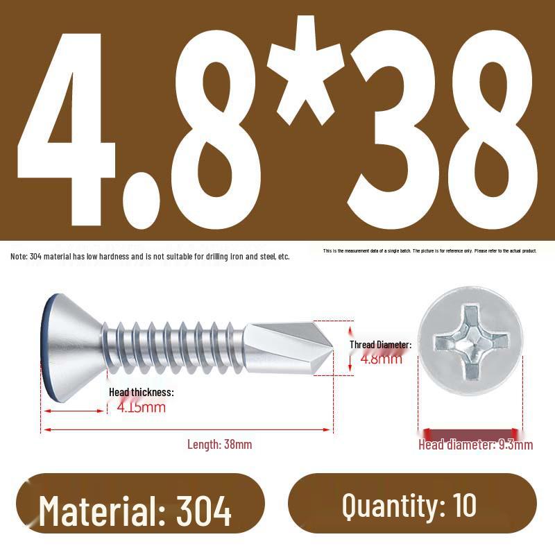 Phillips Flat Head Blue Zinc Plated Stainless Steel Self-Drilling & Self-Tapping Screws M3.9-M5.5