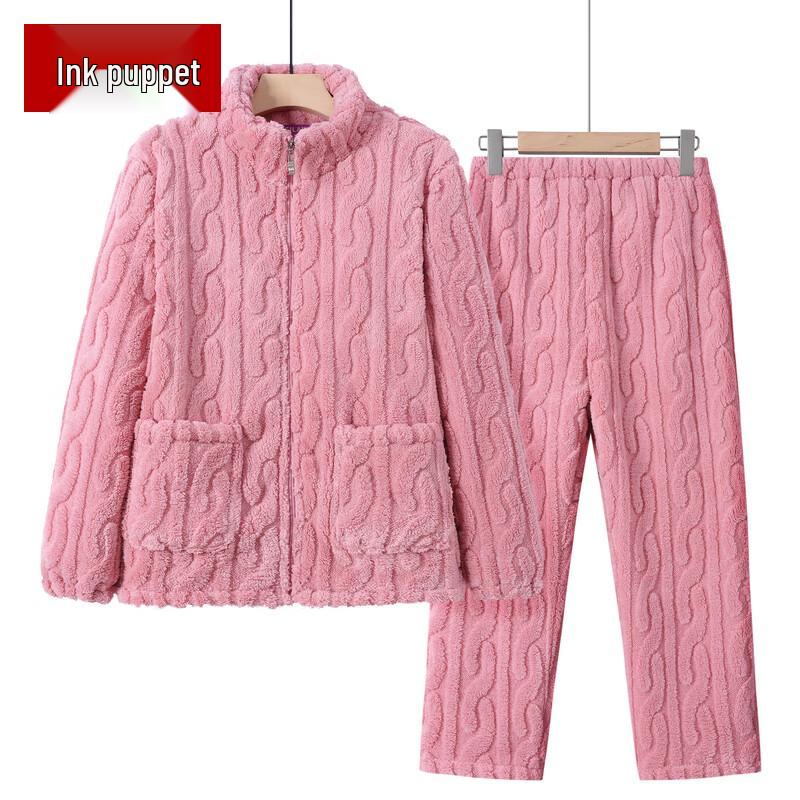 Женский утолщенный жаккардовый кардиганный пижамный комплект Mo ou 3XL
