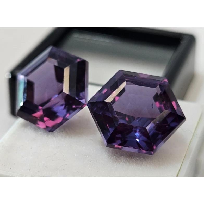 Alexandrite Color Changing Natural 21-22 Ct Hexagon Cut Pair Stunning Gemstone