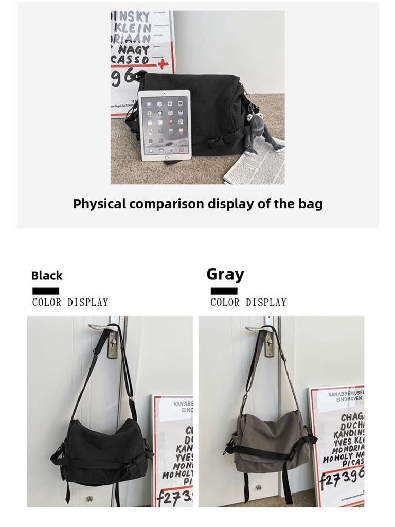 Messenger Bag aus Canvas für Herren mit großem Fassungsvermögen – lässiges, schlichtes Design für Studenten und Jungen