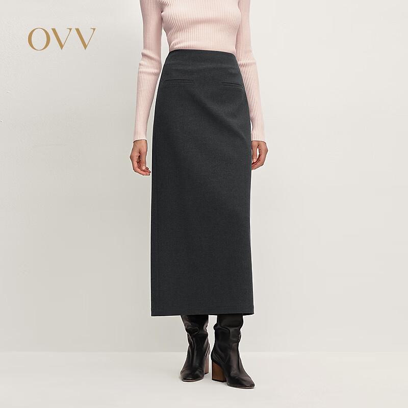 OVV Women s Simple Straight Long Skirt with Back Slit M