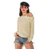 Off Shoulder Sweaters for Women Casual Y2k Button Asymmetrical Pullover Sweater Loose Sexy Long Sleeve Knit Sweater