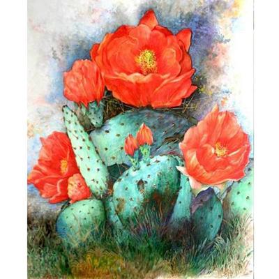 Pittura diamante 5D fai da te Fiore di cactus rosso Diamante Ricamo Natura morta Punto croce Decorazioni per la casa