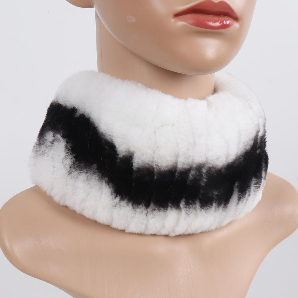 Hot Sale Winter Women Knitted Real Rex Rabbit Fur Scarf Natural Soft Rex Rabbit Fur Scarves Girls Warm Genuine Fur Headband